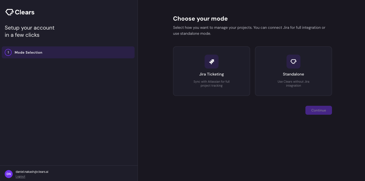 Mode selection step