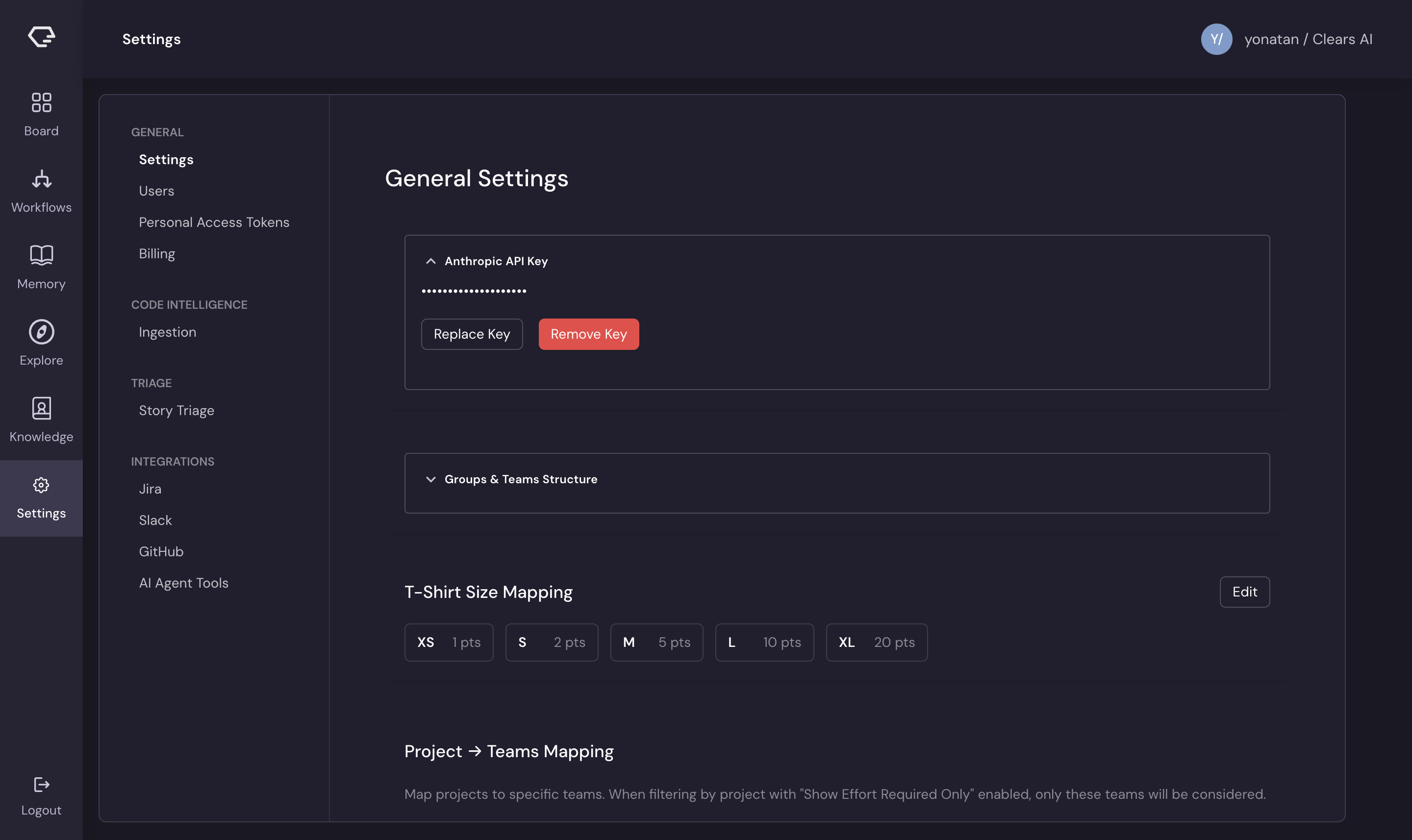 Anthropic API Key settings